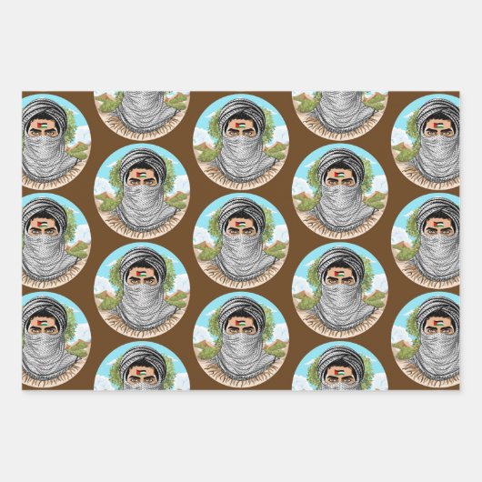 パレスティンフリーダムファイターポートレート ラッピングペーパーシート (正面)