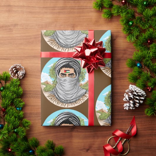 パレスティンフリーダムファイターポートレート ラッピングペーパー (クリスマスギフト)
