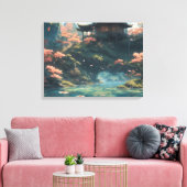 パレス中国のオンブロッサムフラワーマウンテン絵画ズ キャンバスプリント (インサイチュ (リビング))