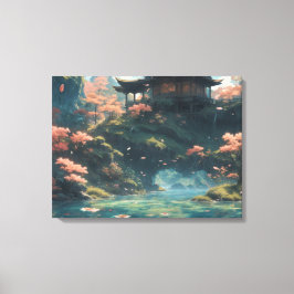 パレス中国のオンブロッサムフラワーマウンテン絵画ズ キャンバスプリント