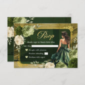 パレス王室のセージ&ハンターグリーンMiSクリンRSVP 出欠カード (正面/裏面)