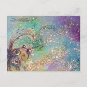 パレットのイースター卵を絵を描持つアーティストウサギ シーズンポストカード (裏面)