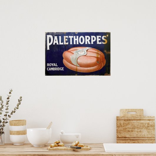 パレトルプソーセージ、エナメルヴィンテージサイン。 ポスター (キッチン)