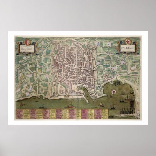 パレルモの地図, 'Civitates Orbis Terrarum'からの'by ポスター (正面)