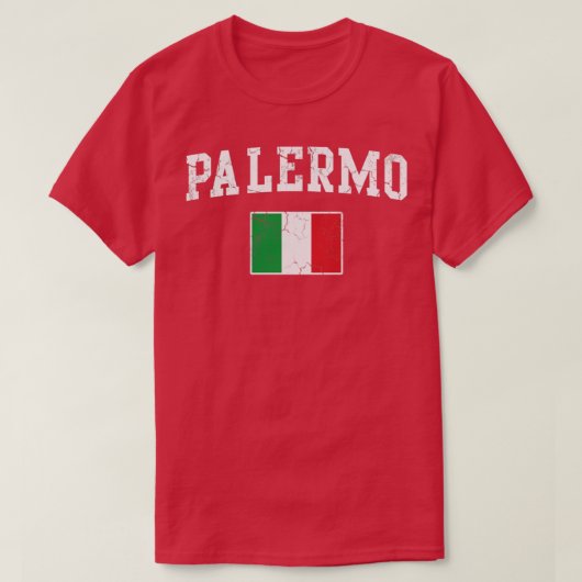 パレルモイタリア国旗イタリアイタリアンヴィンテージフェード Tシャツ (デザイン正面)