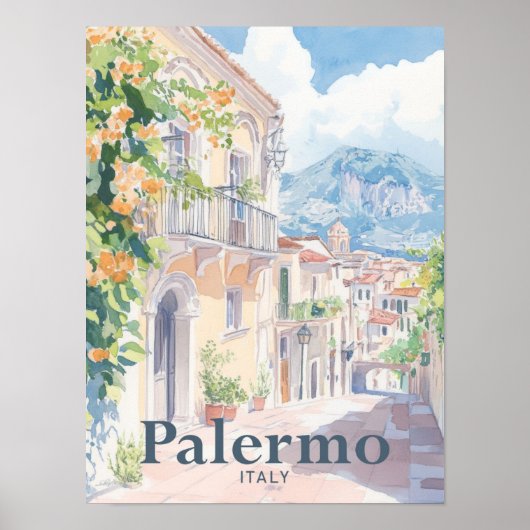 パレルモイタリア水絵を描色の旅行 ポスター (正面)