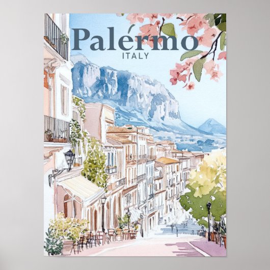 パレルモイタリア水絵を描色の旅行 ポスター (正面)