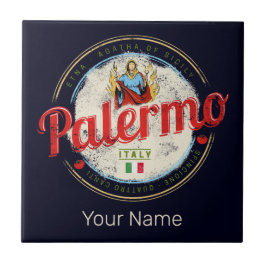 パレルモキャピタルオブシチリーイタリアヴィンテージ土産 タイル