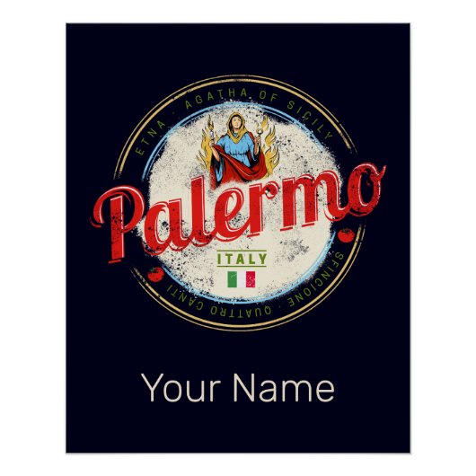 パレルモキャピタルオブシチリーイタリアヴィンテージ土産 ポスター (正面)