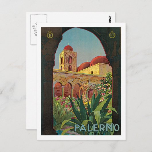 パレルモシチリアItalyヴィンテージ旅行ポスターアート ポストカード (正面/裏面)