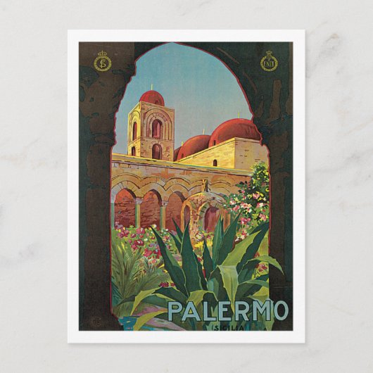パレルモシチリアItalyヴィンテージ旅行ポスターアート ポストカード (正面)
