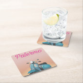 パレルモ・イタリア・スクーターのポスター スクエアペーパーコースター (インサイチュ)