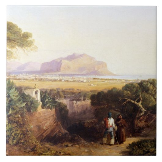 パレルモ、シシリー1847年(キャンバスの油) タイル (正面)
