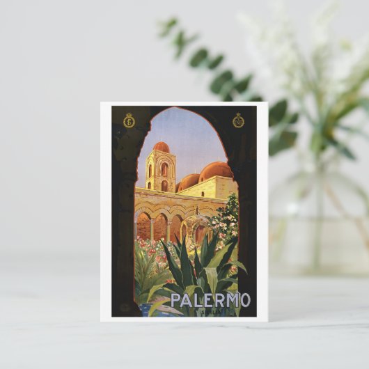 パレルモ、シチリア、イタリア、ヴィンテージ旅行 ポストカード (スタンド正面)