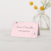 パレローズの背景にアネモネの折り畳まれた名札 プレイスカード (裏面)