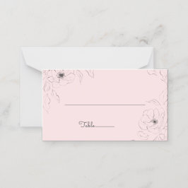 パレローズの背景にアネモネの折り畳まれた名札 プレイスカード