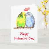 パレーキーブラブバーズバレンタインデーの水色 カード (黄色い花)