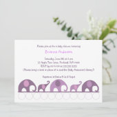 パレードのベビーシャワーのナスの紫色象 招待状 (スタンド正面)