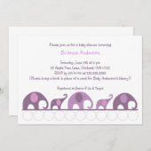 パレードのベビーシャワーのナスの紫色象 招待状 (正面/裏面)