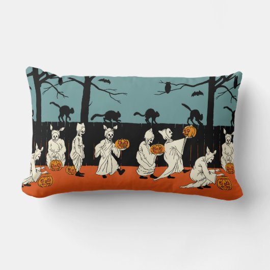 パレードのヴィンテージの早い1900年代ハロウィン"幽霊" ランバークッション (正面)