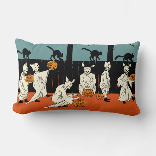 パレードのヴィンテージの早い1900年代ハロウィン"幽霊" ランバークッション (正面)