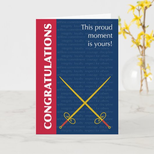 パレードの剣と軍隊の価値観を伝える カード (黄色い花)