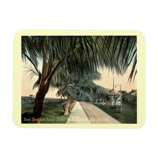 パレードグラウンド、兵舎、鍵西FLヴィンテージ郵便 マグネット (横)