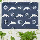 パレードパターンのイルカ キッチンタオル (折り畳み)