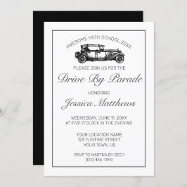 パレードミニマリストモダンホワイト卒業 招待状