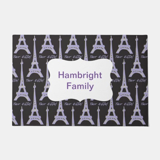 パレーベルフランスのピンクパーソナライズされたドormat ドアマット (正面)