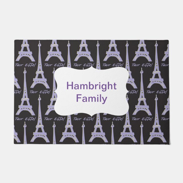 パレーベルフランスのピンクパーソナライズされたドormat ドアマット (正面)