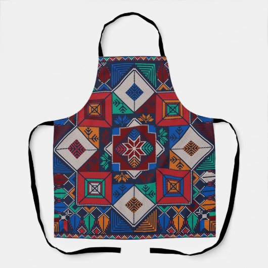 パレ伝統的スティナ刺繍タスリーズカラフル エプロン (正面)