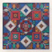 パレ伝統的スティナ刺繍タスリーズカラフル ガラスコースター (正面)