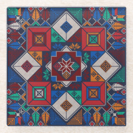 パレ伝統的スティナ刺繍タスリーズカラフル ガラスコースター