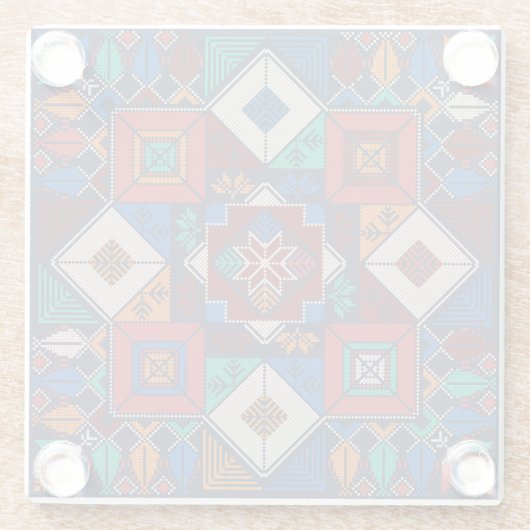 パレ伝統的スティナ刺繍タスリーズカラフル ガラスコースター (裏面)