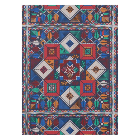 パレ伝統的スティナ刺繍タスリーズカラフル テーブルクロス (正面)