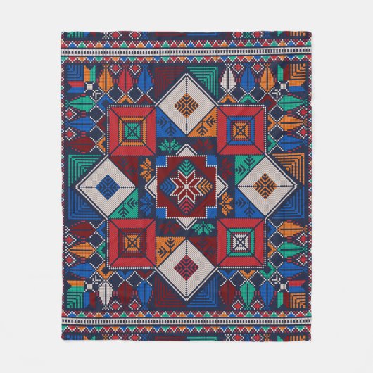 パレ伝統的スティナ刺繍タスリーズカラフル フリースブランケット (正面)