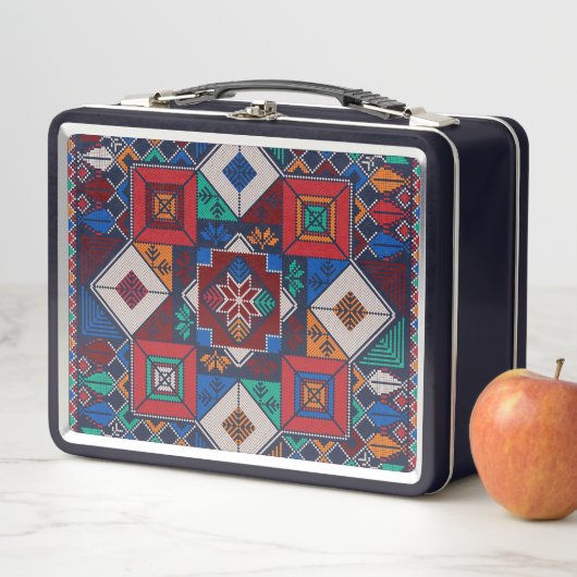 パレ伝統的スティナ刺繍タスリーズカラフル メタルランチボックス (インサイチュ)