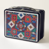 パレ伝統的スティナ刺繍タスリーズカラフル メタルランチボックス (正面)