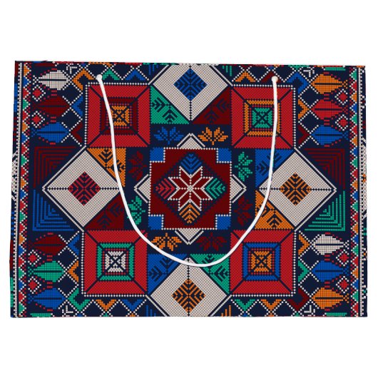 パレ伝統的スティナ刺繍タスリーズカラフル ラージペーパーバッグ (裏面)