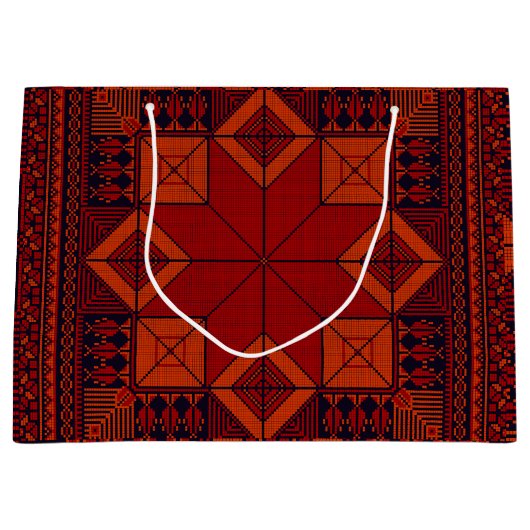 パレ伝統的スティナ刺繍タスリーズパターン ラージペーパーバッグ (正面)