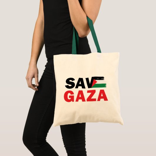 パレ救スティナ国旗を持つGAZAカスタマイズ トートバッグ (正面(商品))