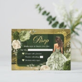 パレ王室のスアイボリーセージグリーンMiSクリンRSVP 出欠カード (スタンド正面)