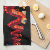 パレ白熱［赤熱］光を放つ中国のードドラゴン キッチンタオル (四つ折り)