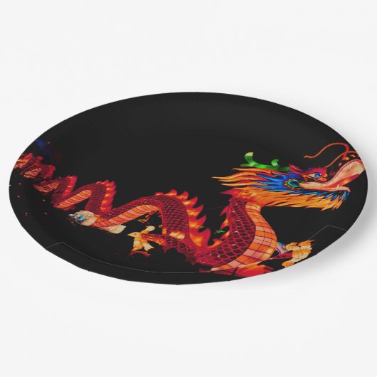 パレ白熱［赤熱］光を放つ中国のードドラゴン ペーパープレート (アングル)