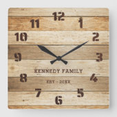 パレ素朴ットウッドファミリーネームファームハウス スクエア壁時計 (正面)