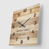 パレ素朴ットウッドファミリーネームファームハウス スクエア壁時計 (傾斜)