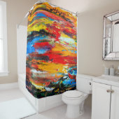 パレ絵画ットナイフブラック，パリ，レッド，whiのアート シャワーカーテン (インサイチュ)