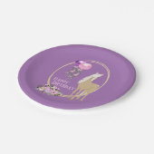 パロかわいらしミノピンクパープルフラワーズホース誕生日 ペーパープレート (アングル)