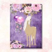 パロかわいらしミノホースピンクパープルフローラ誕生日 招待状